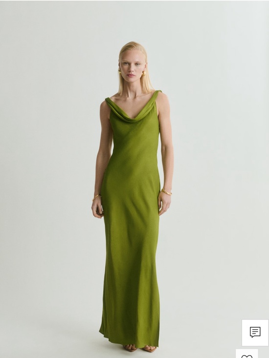 Mango Dresses & Skirts - Mango Olive Cowl Slip Maxi Dress